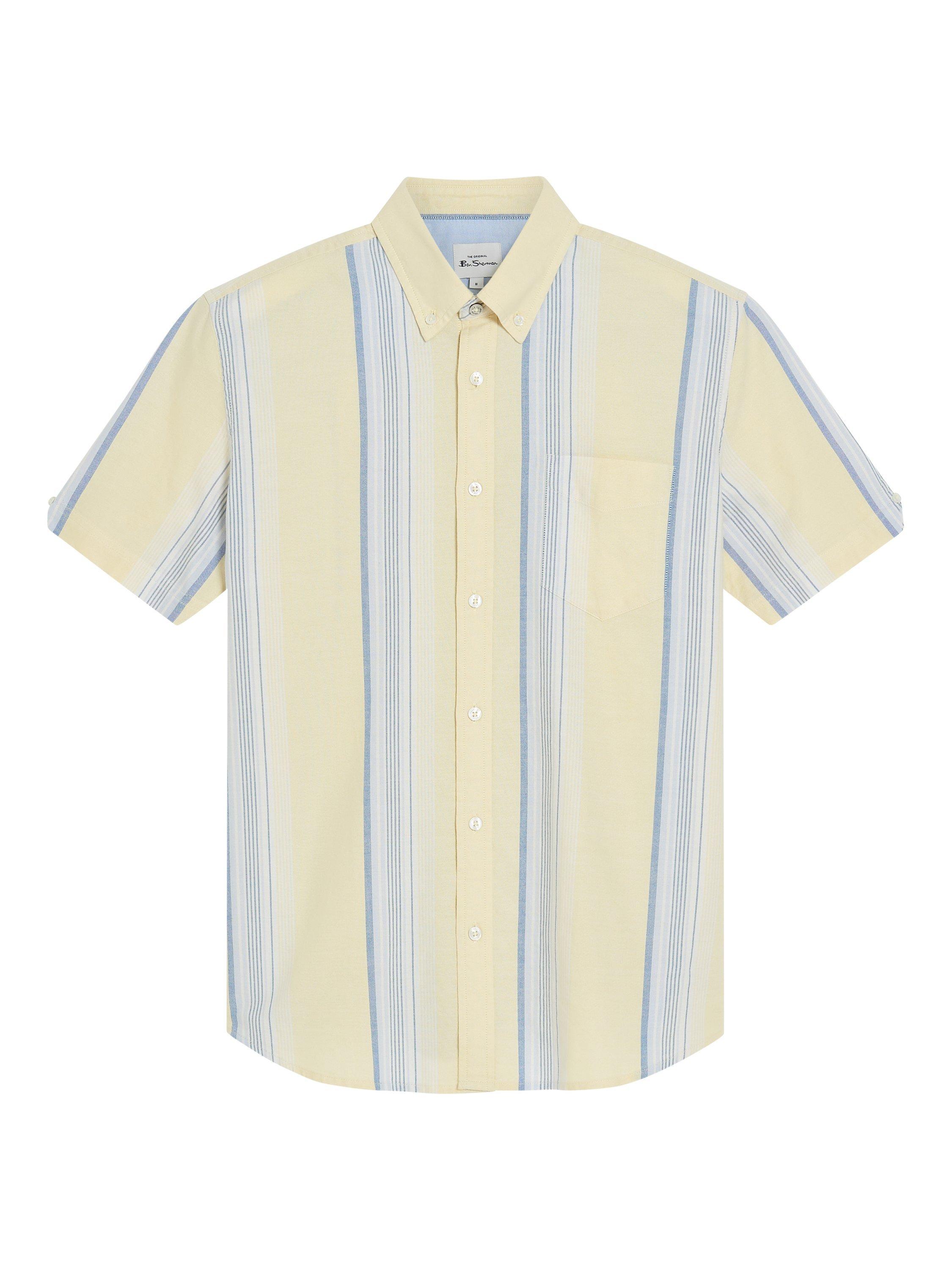 Product image 5 of 5, which shows Ben Sherman Cotton Regular Fit Oxford Stripe Shirt, Corn, S