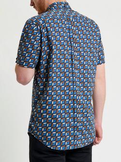 Ben Sherman Organic Cotton Regular Fit Geometric Shirt, Royal - view 2, Royal