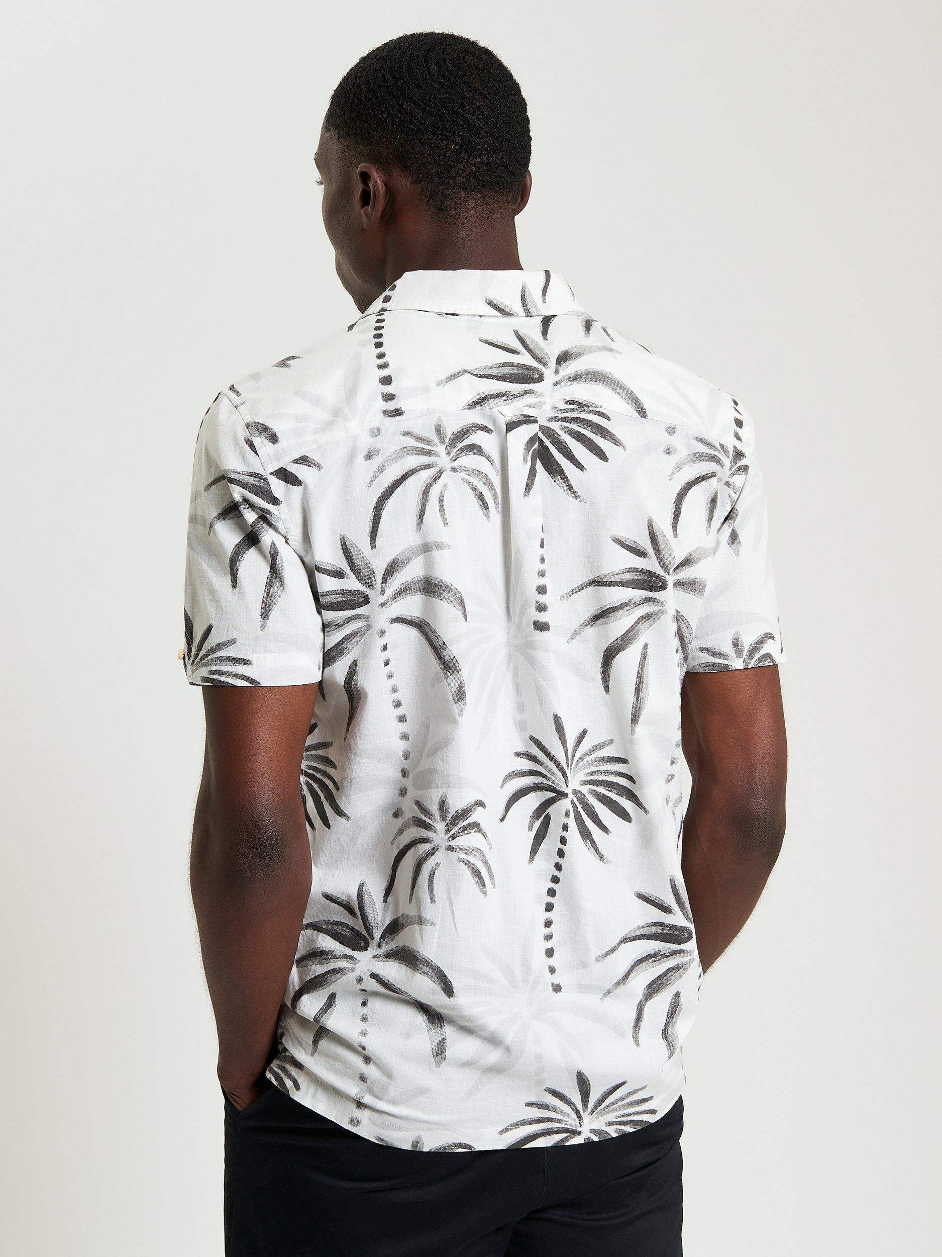 Product image 2 of 5, which shows Ben Sherman Cotton Regular Fit Palm Print Shirt, Snow White, S