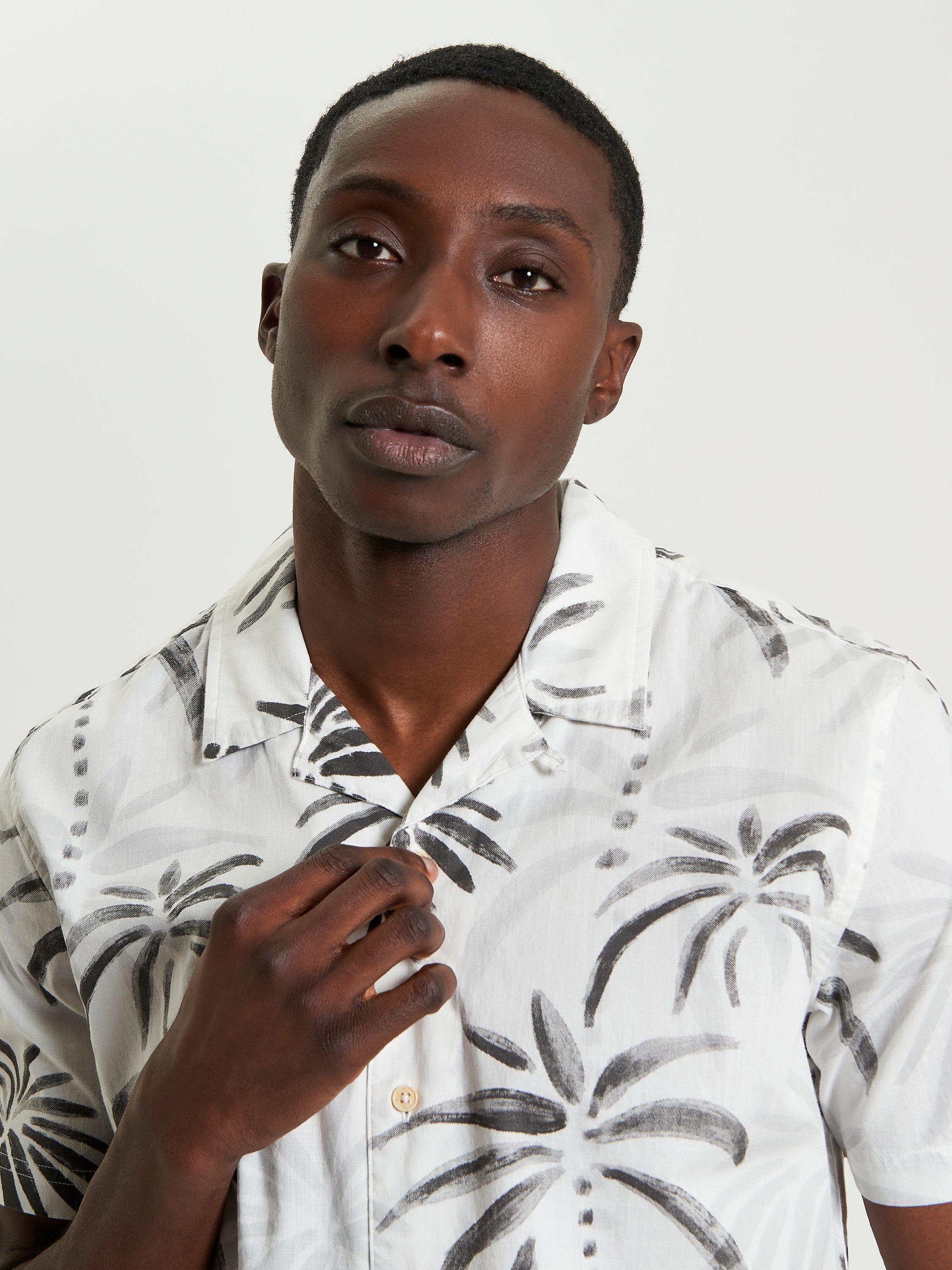 Product image 4 of 5, which shows Ben Sherman Cotton Regular Fit Palm Print Shirt, Snow White, S