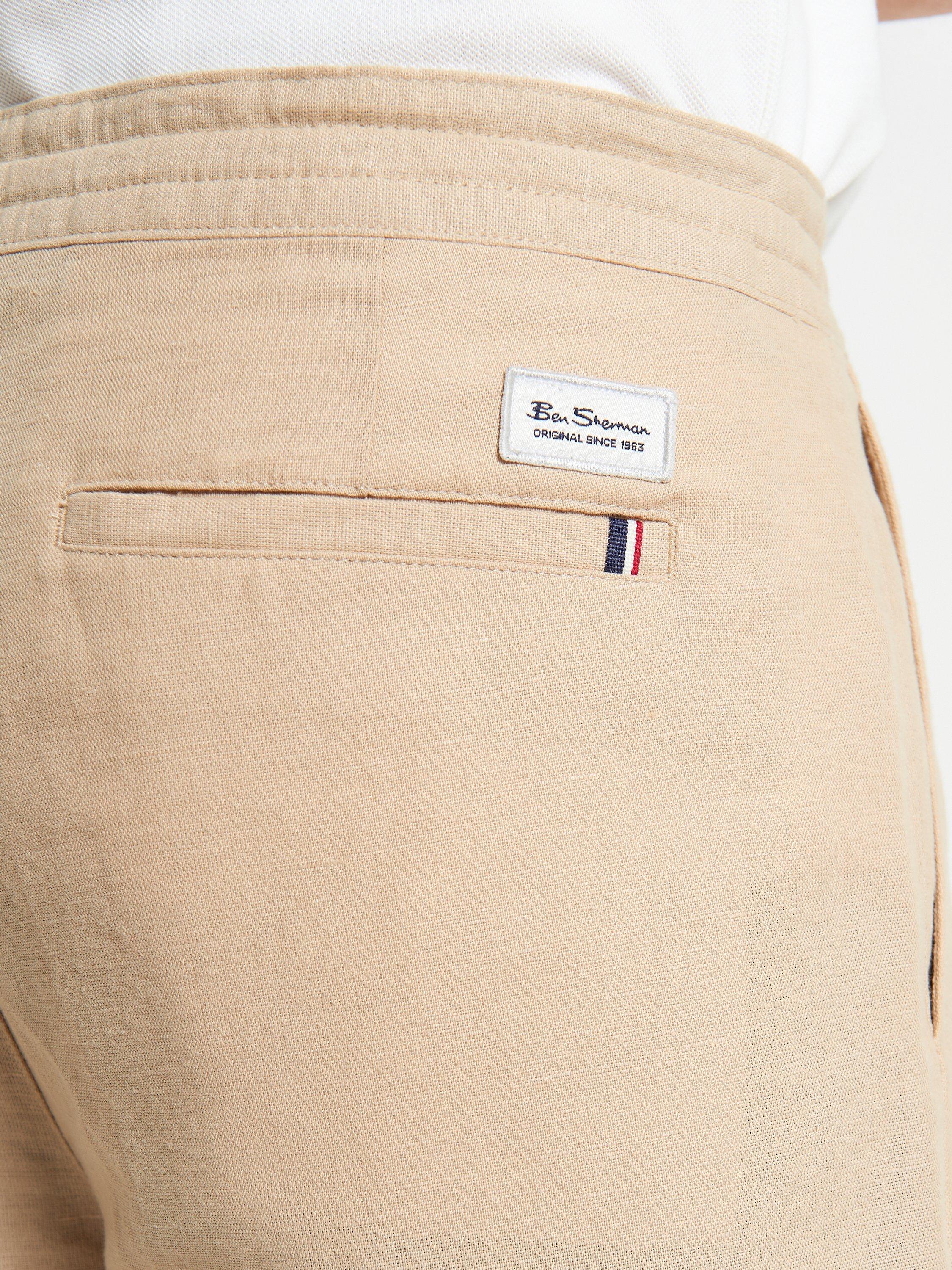 Product image 4 of 5, which shows Ben Sherman Linen & Cotton Blend Shorts, Stone, 30