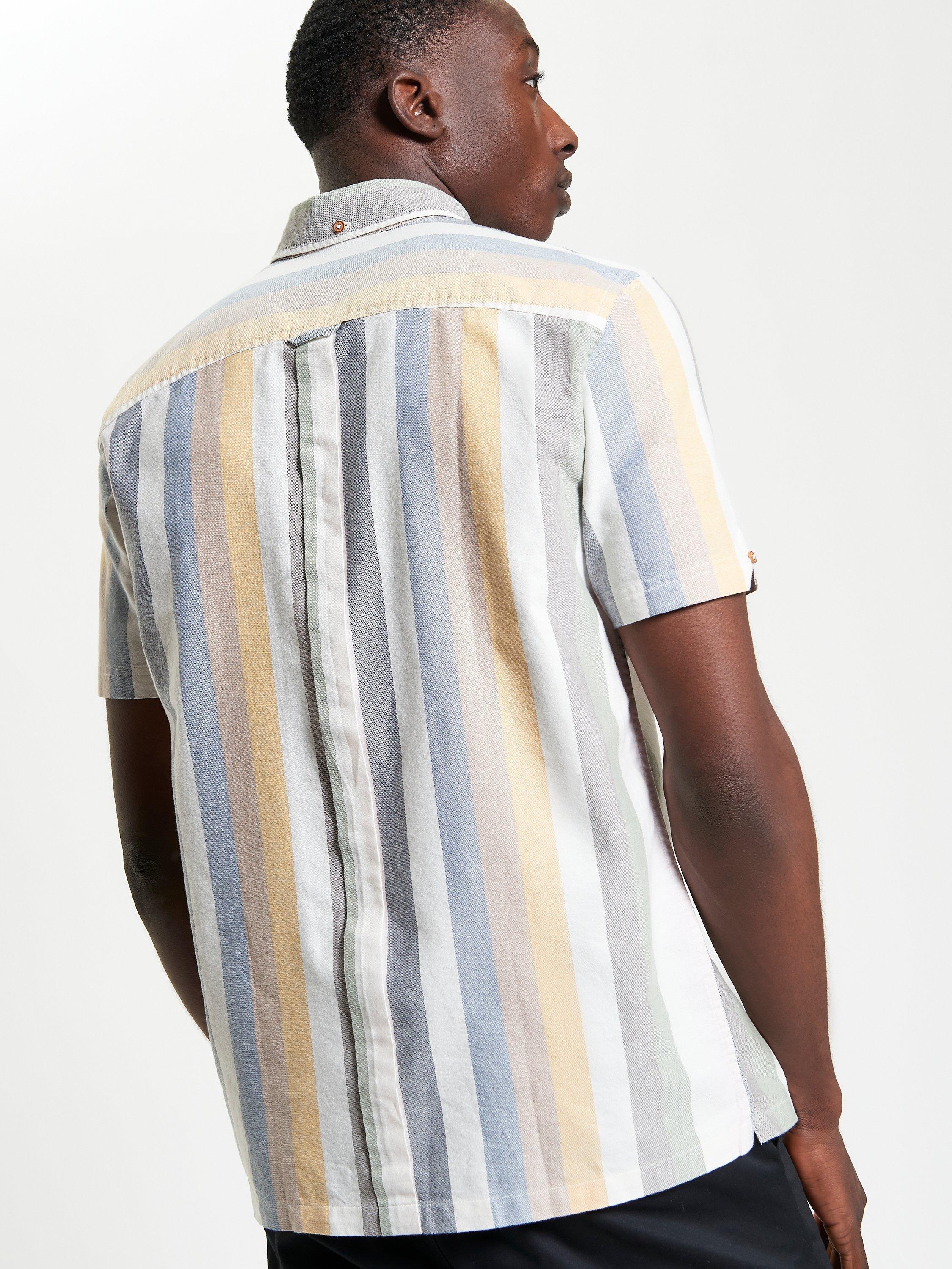 Product image 2 of 5, which shows Ben Sherman Cotton Regular Fit Candy Stripe Shirt, Snow White, S