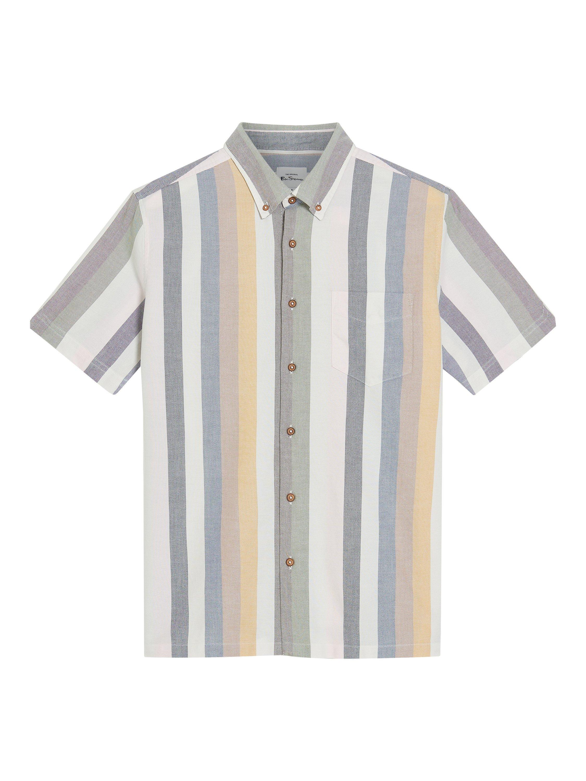 Product image 5 of 5, which shows Ben Sherman Cotton Regular Fit Candy Stripe Shirt, Snow White, S