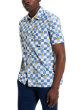 Ben Sherman Cotton Regular Fit Chequerboard Novelty Print Shirt, Snow White