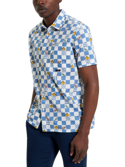 Ben Sherman Cotton Regular Fit Chequerboard Novelty Print Shirt, Snow White - view 2, Snow White