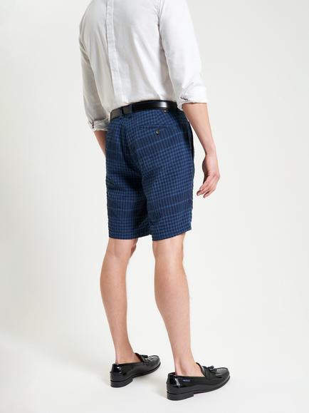 Ben Sherman Cotton Blend Seersucker Shorts, Dark Navy - view 2, Dark Navy