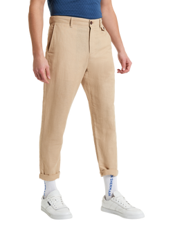 Ben Sherman Linen & Cotton Blend Slim Taper Fit Trousers, Stone