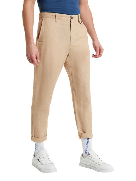 Ben Sherman Linen & Cotton Blend Slim Taper Fit Trousers, Stone