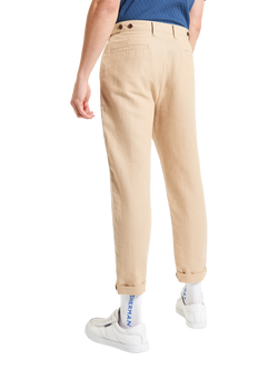 Ben Sherman Linen & Cotton Blend Slim Taper Fit Trousers - view 2, Stone