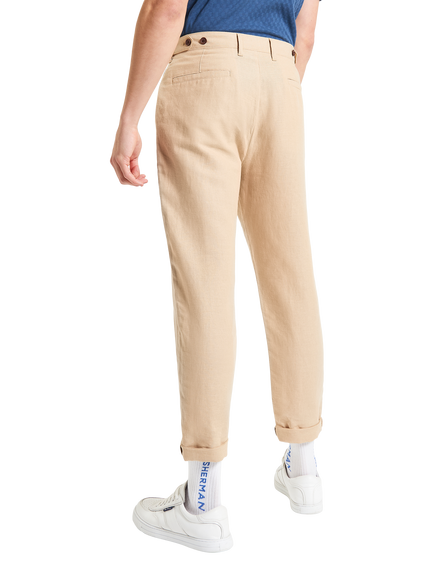 Ben Sherman Linen & Cotton Blend Slim Taper Fit Trousers - view 2, Stone