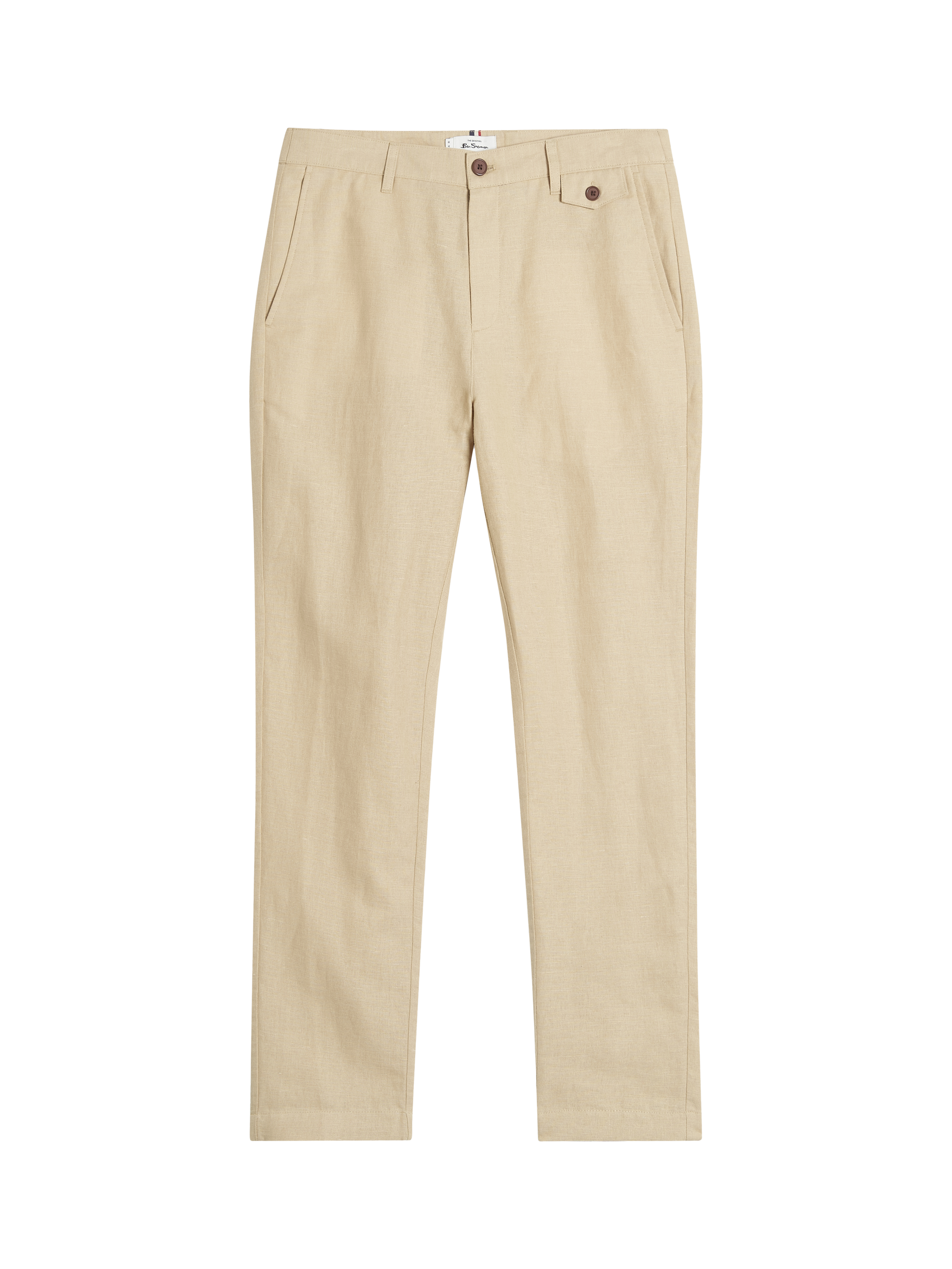 Product image 5 of 5, which shows Ben Sherman Linen & Cotton Blend Slim Taper Fit Trousers, Stone, 30R