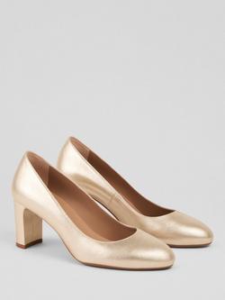L.K.Bennett Winola Metallic Leather Court Shoes, Gold - view 2, Gold