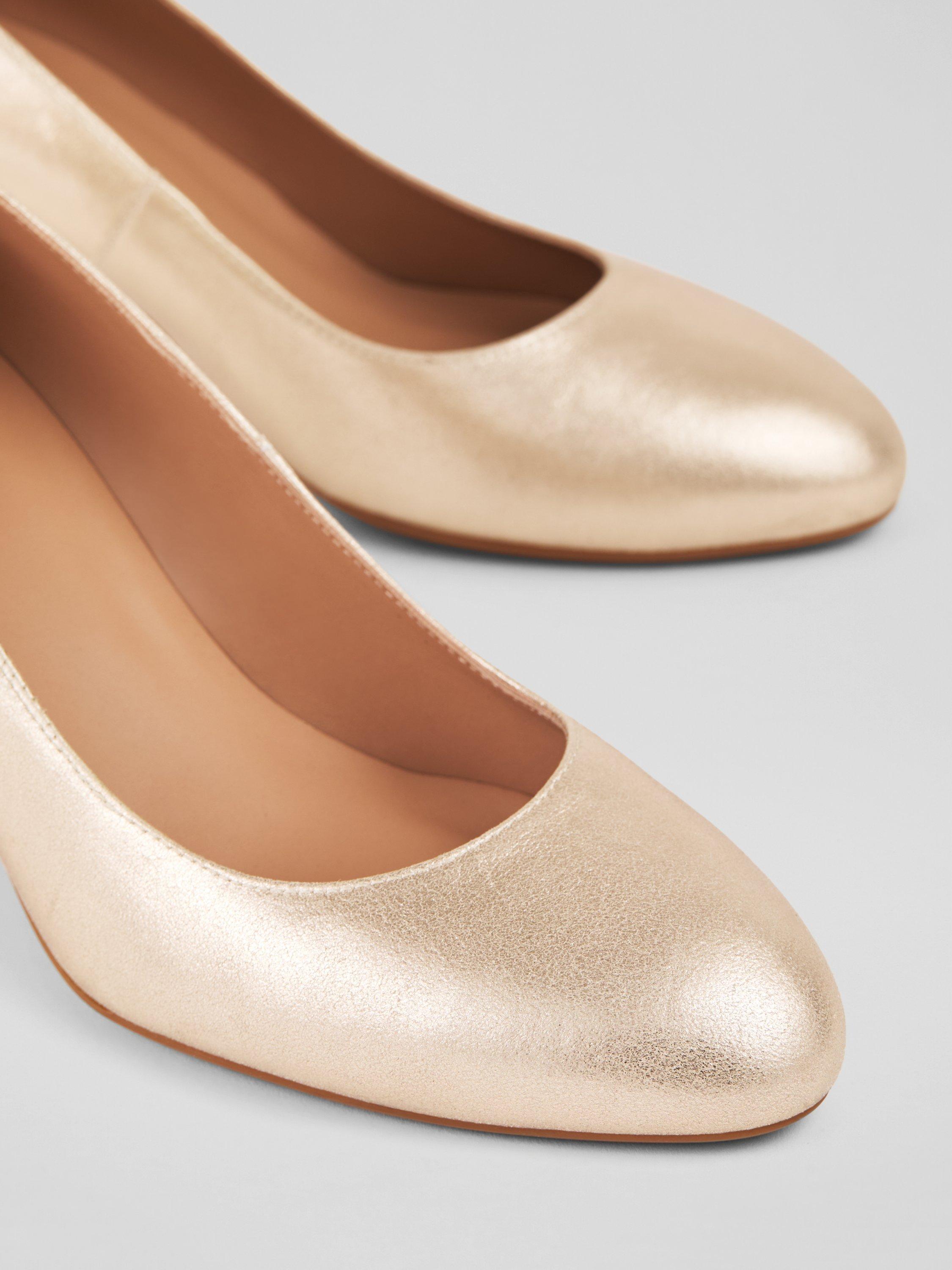 Product image 3 of 3, which shows L.K.Bennett Winola Metallic Leather Court Shoes, Gold, 4