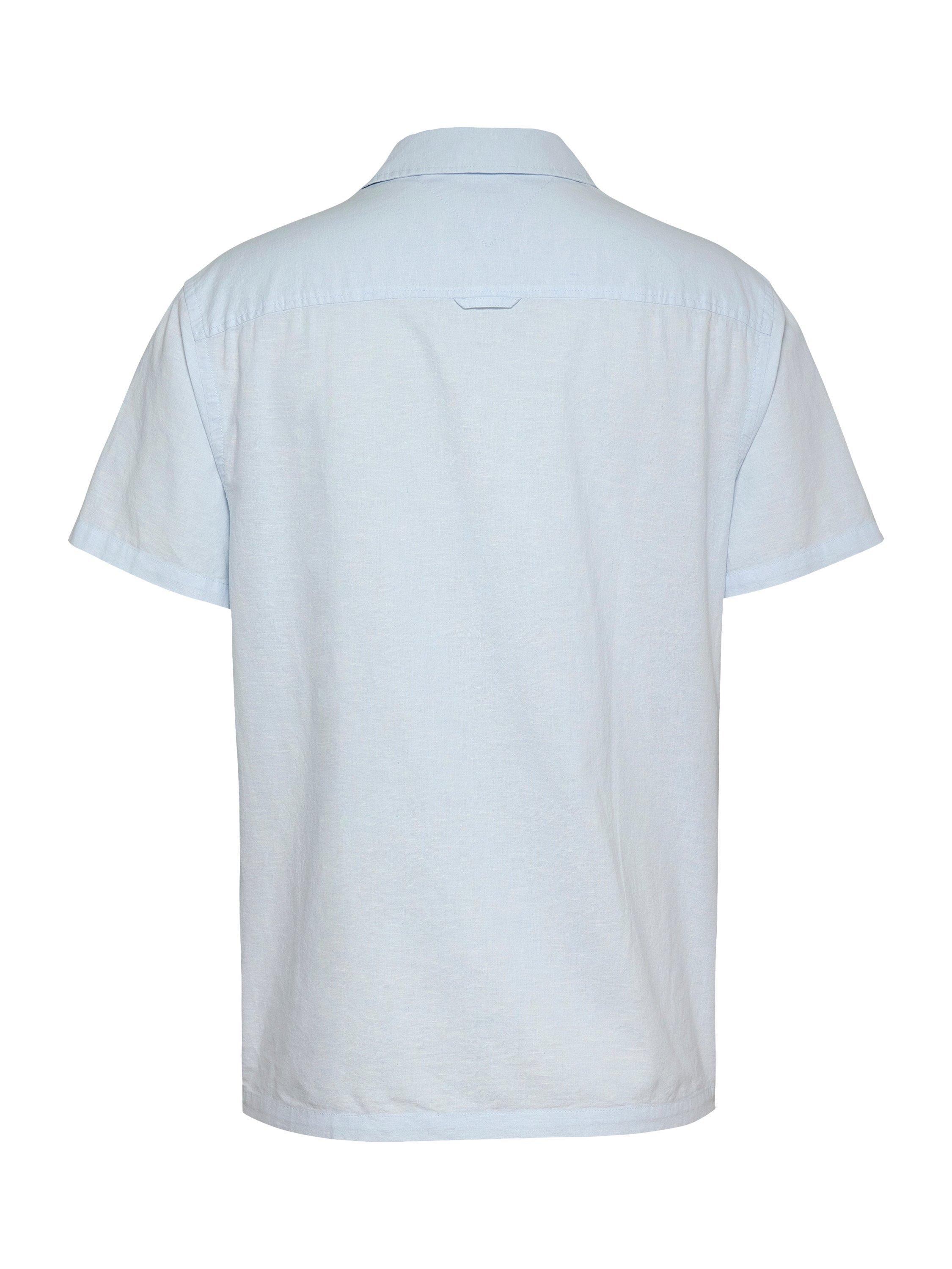 Product image 6 of 7, which shows Tommy Jeans Cotton Linen Blend Regular Fit Camp Collar Shirt, Sweet Blue, XS