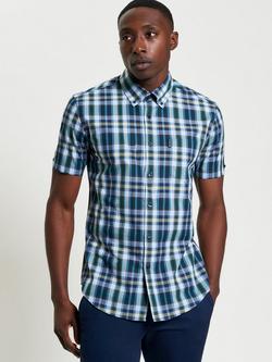 Ben Sherman Organic Cotton Regular Fit Irregular Check Shirt, Dark Green, Dark Green