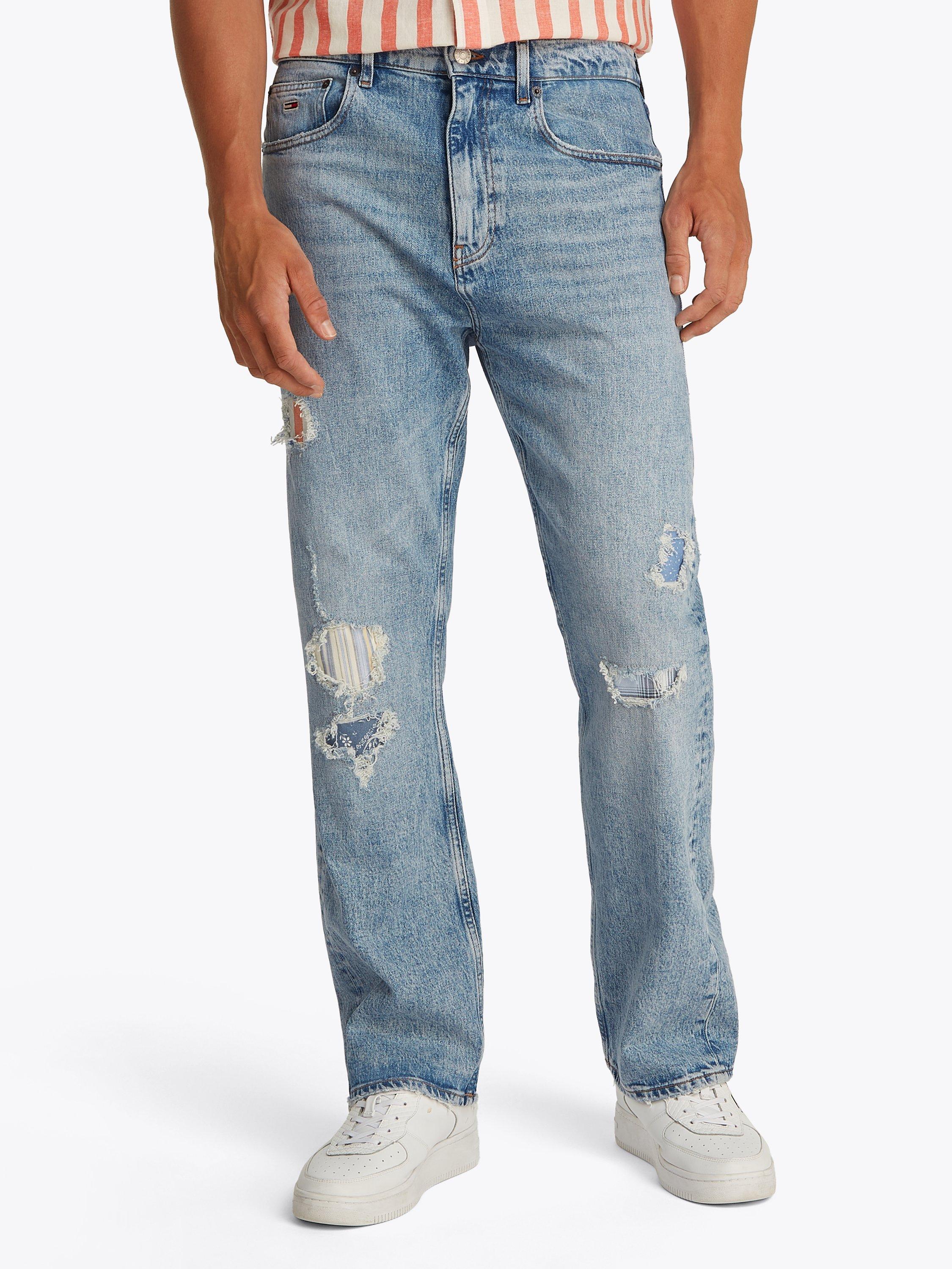 Product image 1 of 6, which shows Tommy Jeans Otis Straight Fit Jeans, Light Blue, 29R