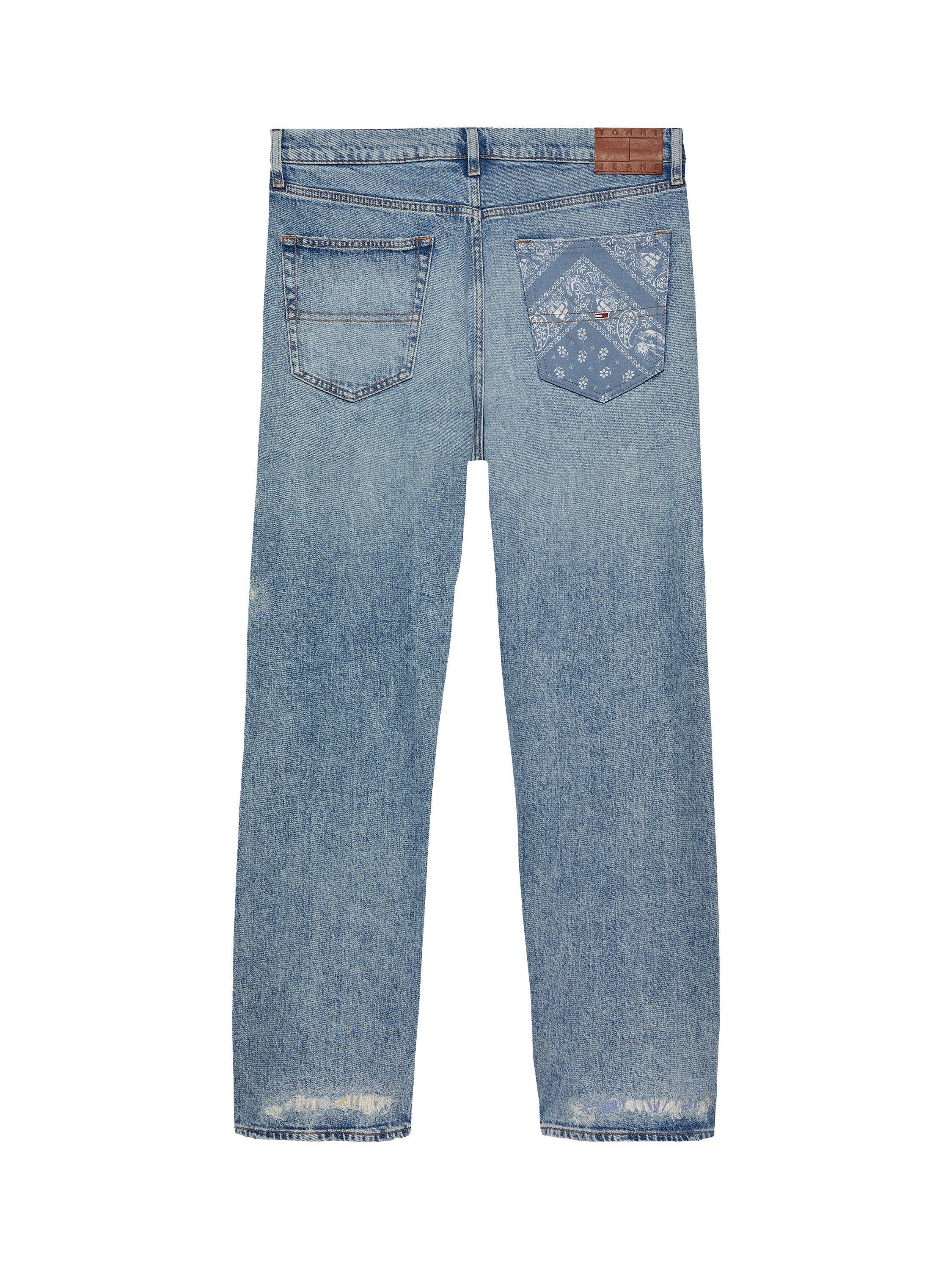 Product image 5 of 6, which shows Tommy Jeans Otis Straight Fit Jeans, Light Blue, 29R