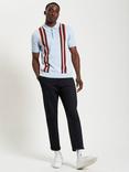 Ben Sherman Organic Cotton Vertical Stripe Knit Polo Shirt, Ice Blue