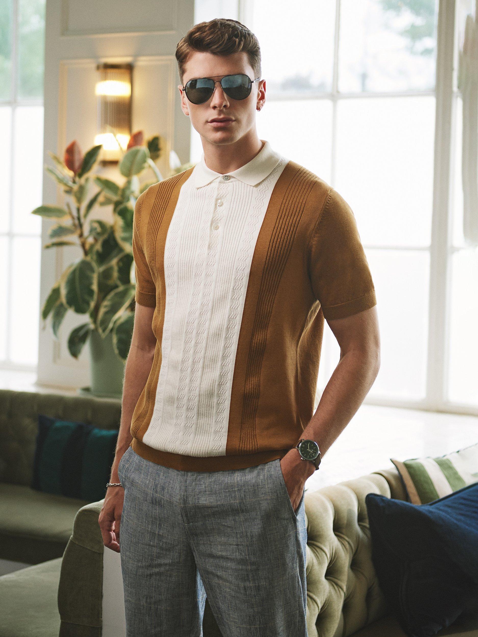 Product image 1 of 7, which shows Ben Sherman Organic Cotton Regular Fit Short Sleeve Polo Shirt, Caramel, S