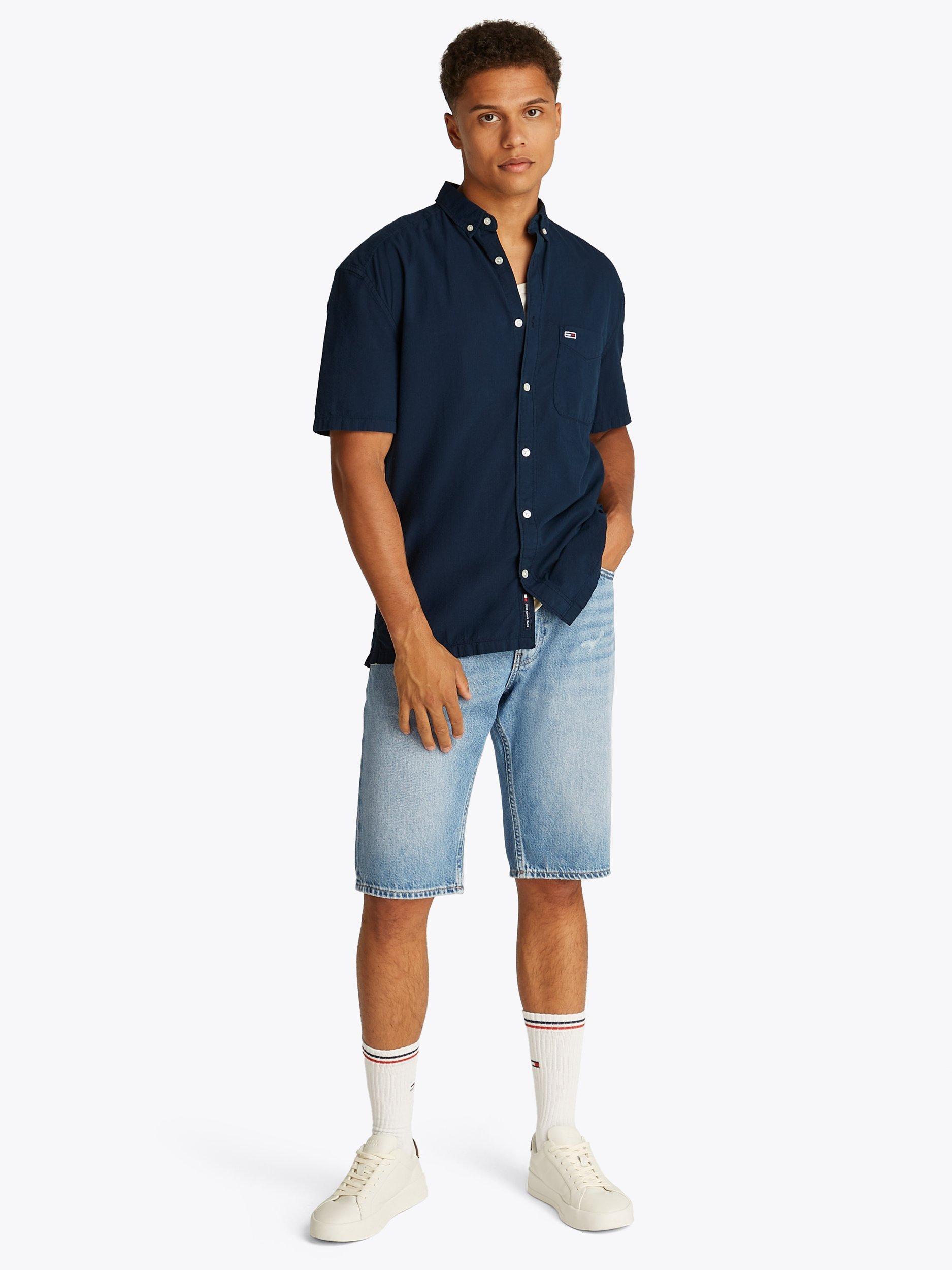 Product image 2 of 8, which shows Tommy Jeans Cotton Regular Fit Seersucker Shirt, Dark Night Navy, XS