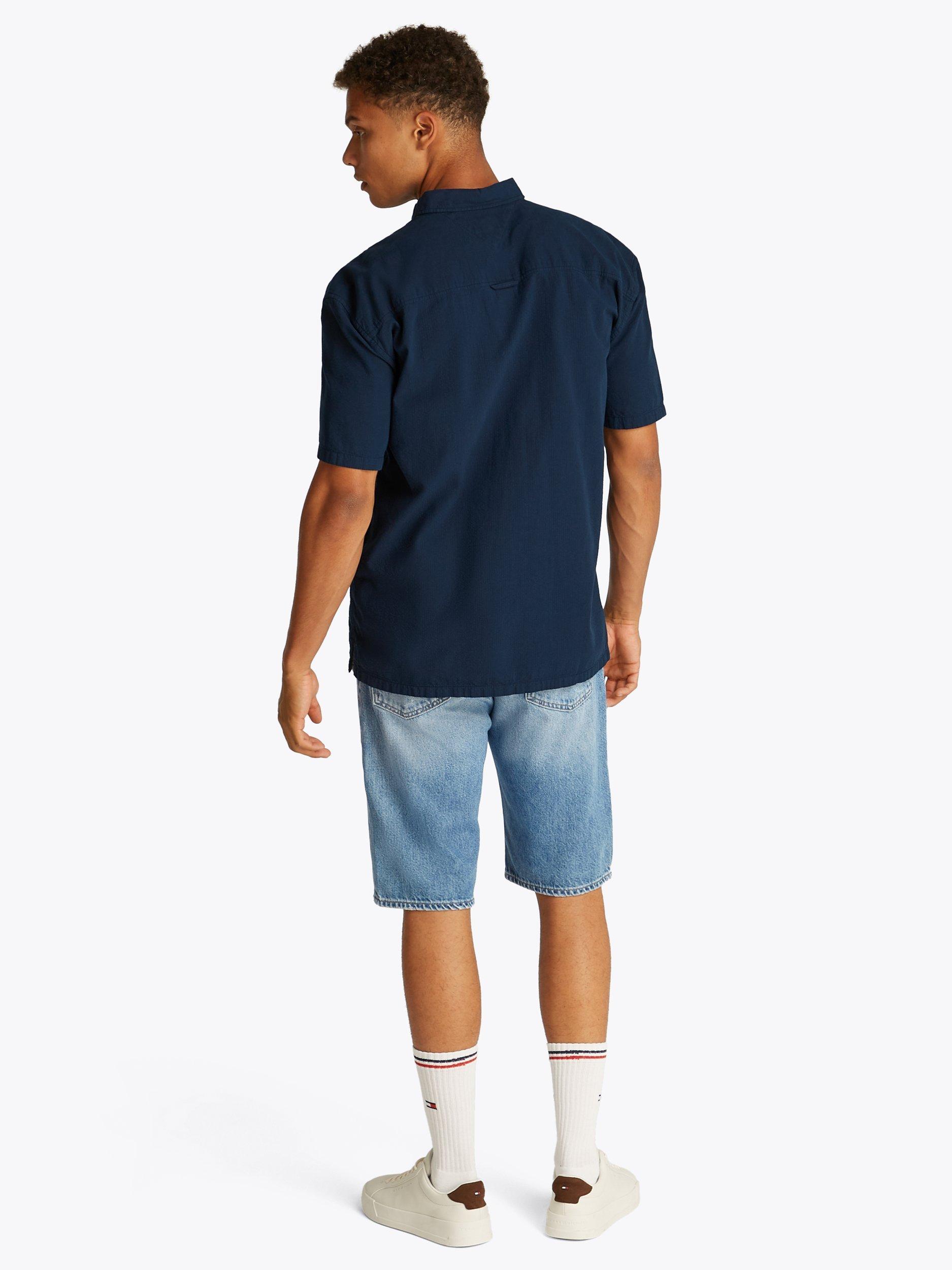 Product image 3 of 8, which shows Tommy Jeans Cotton Regular Fit Seersucker Shirt, Dark Night Navy, XS