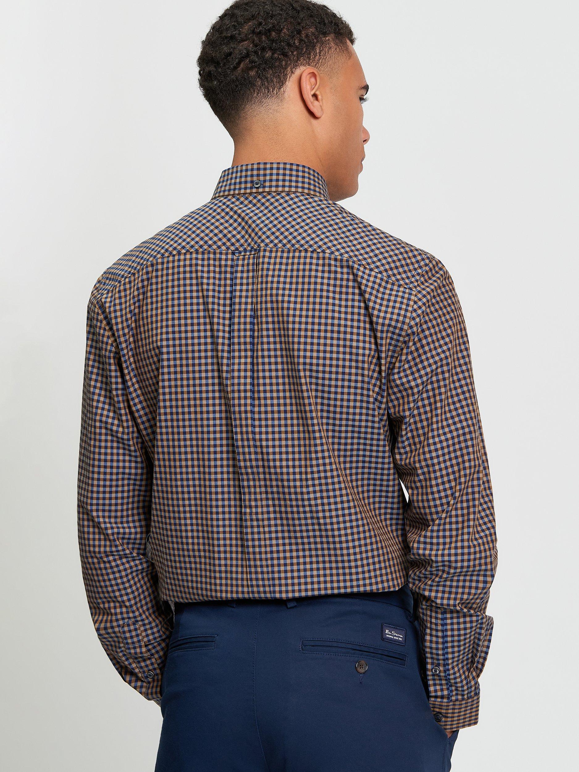 Product image 2 of 5, which shows Ben Sherman Signature Organic Cotton Regular Fit Gingham Shirt, Dark Blue, S