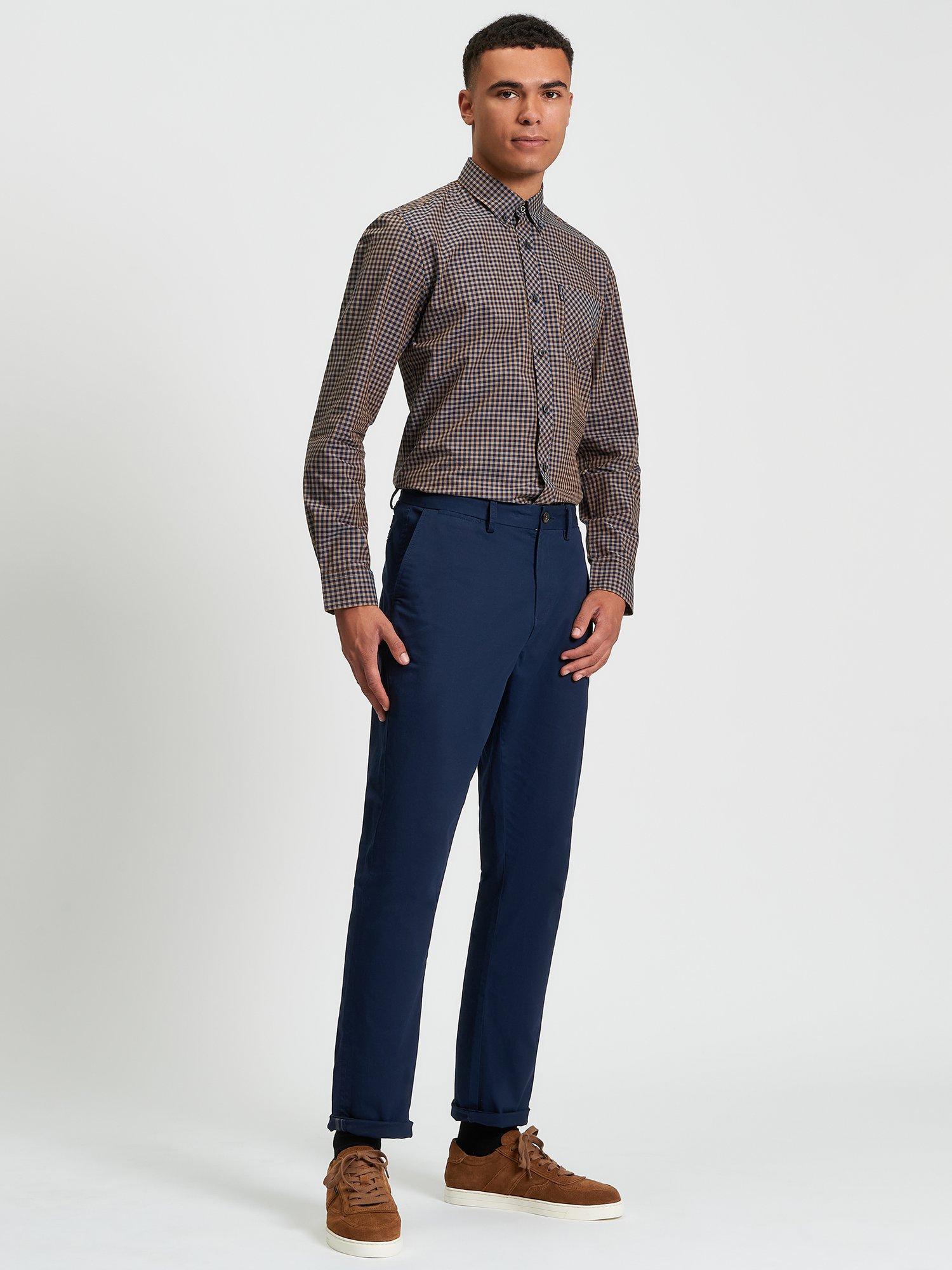 Product image 3 of 5, which shows Ben Sherman Signature Organic Cotton Regular Fit Gingham Shirt, Dark Blue, S