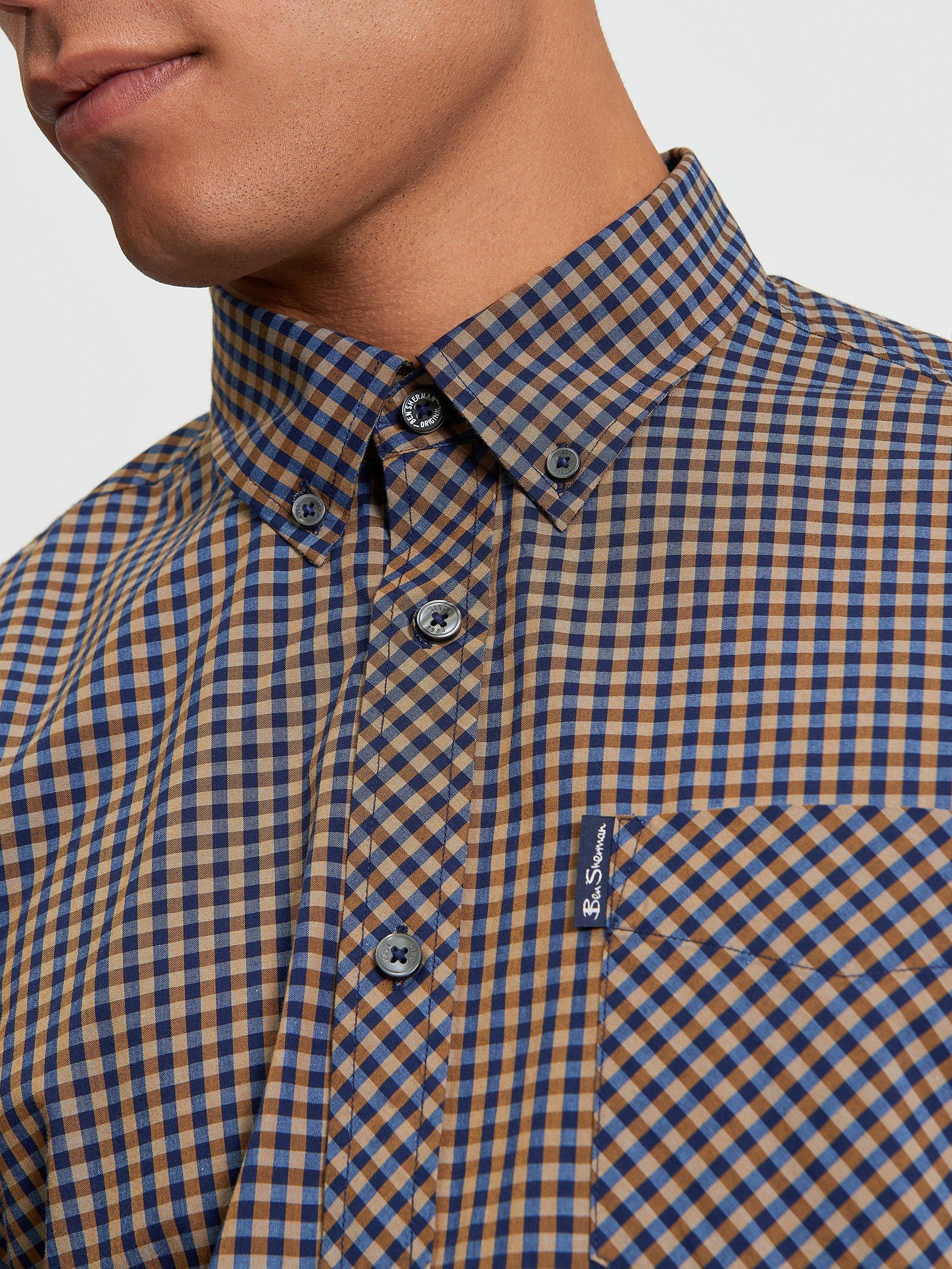 Product image 4 of 5, which shows Ben Sherman Signature Organic Cotton Regular Fit Gingham Shirt, Dark Blue, S