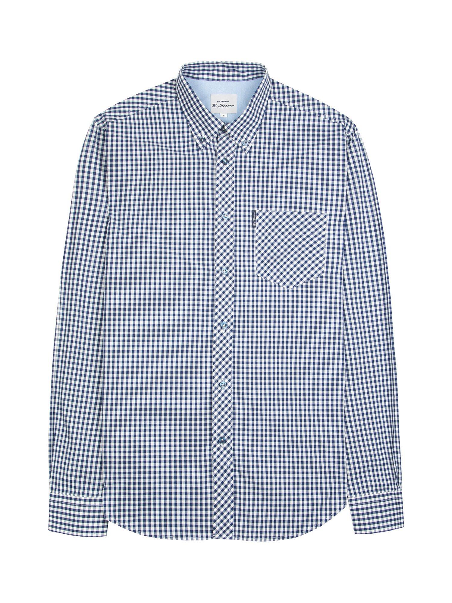 Product image 5 of 5, which shows Ben Sherman Signature Organic Cotton Regular Fit Gingham Shirt, Dark Blue, S