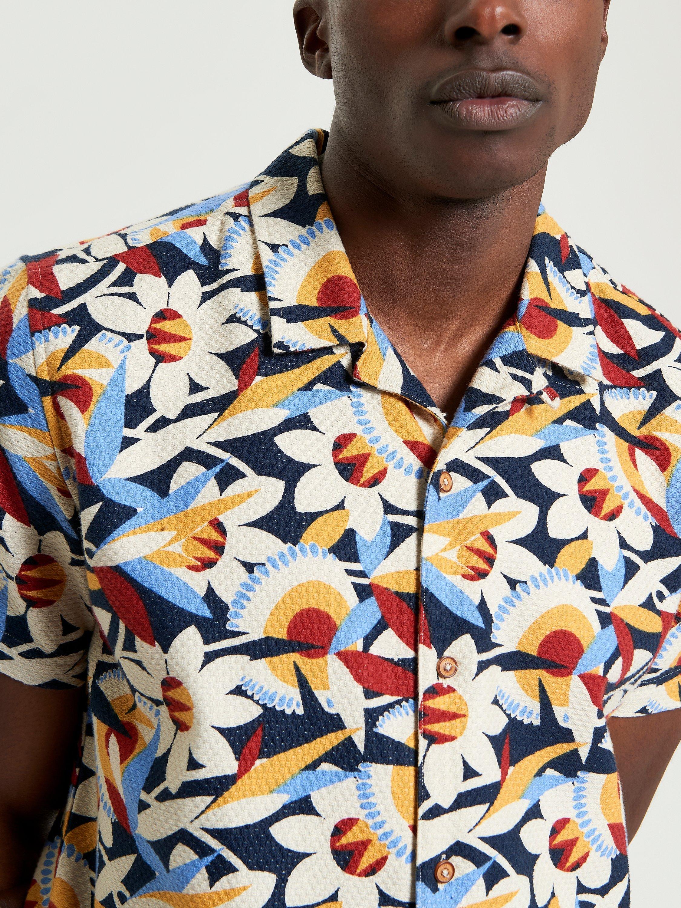 Product image 4 of 5, which shows Ben Sherman Cotton Regular Fit Abstract Floral Print Revere Collar Shirt, Dark Navy, S