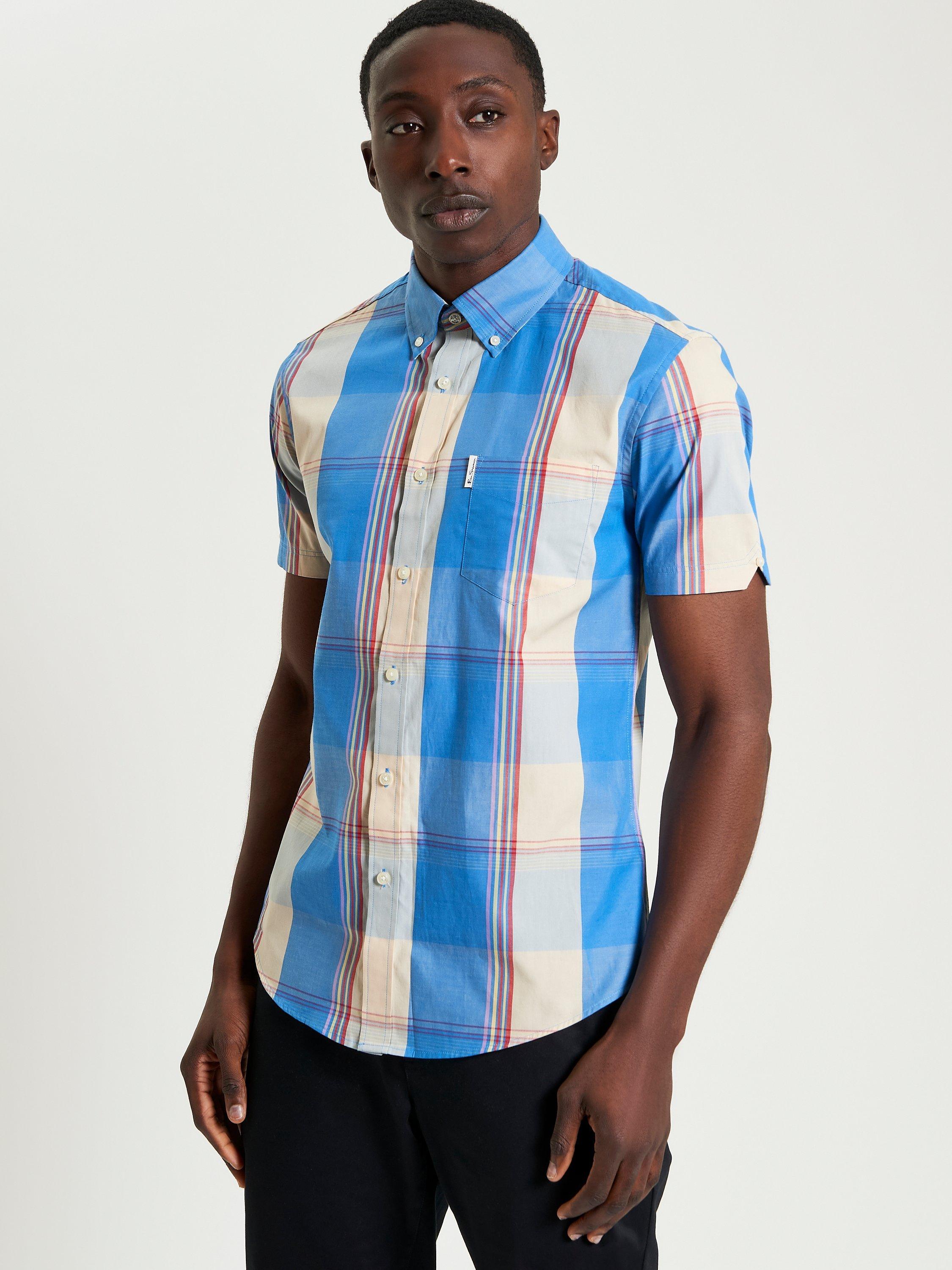 Product image 1 of 5, which shows Ben Sherman Organic Cotton Regular Fit Check Shirt, Kingfisher, S