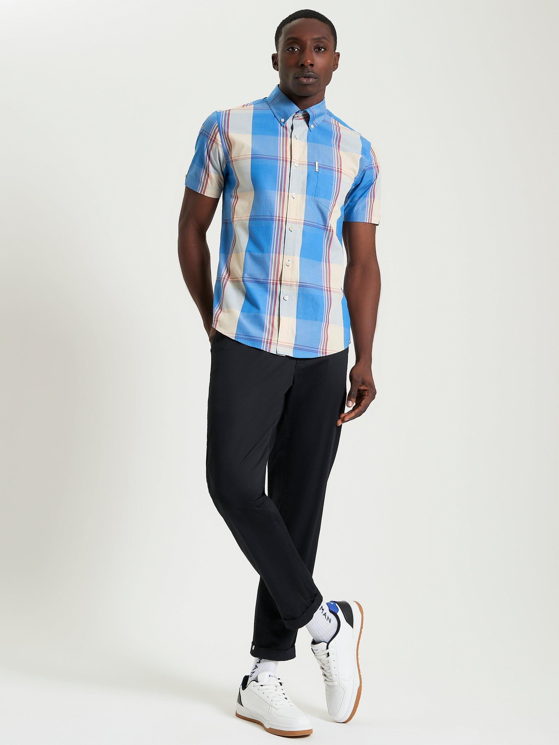 Product image 3 of 5, which shows Ben Sherman Organic Cotton Regular Fit Check Shirt, Kingfisher, S