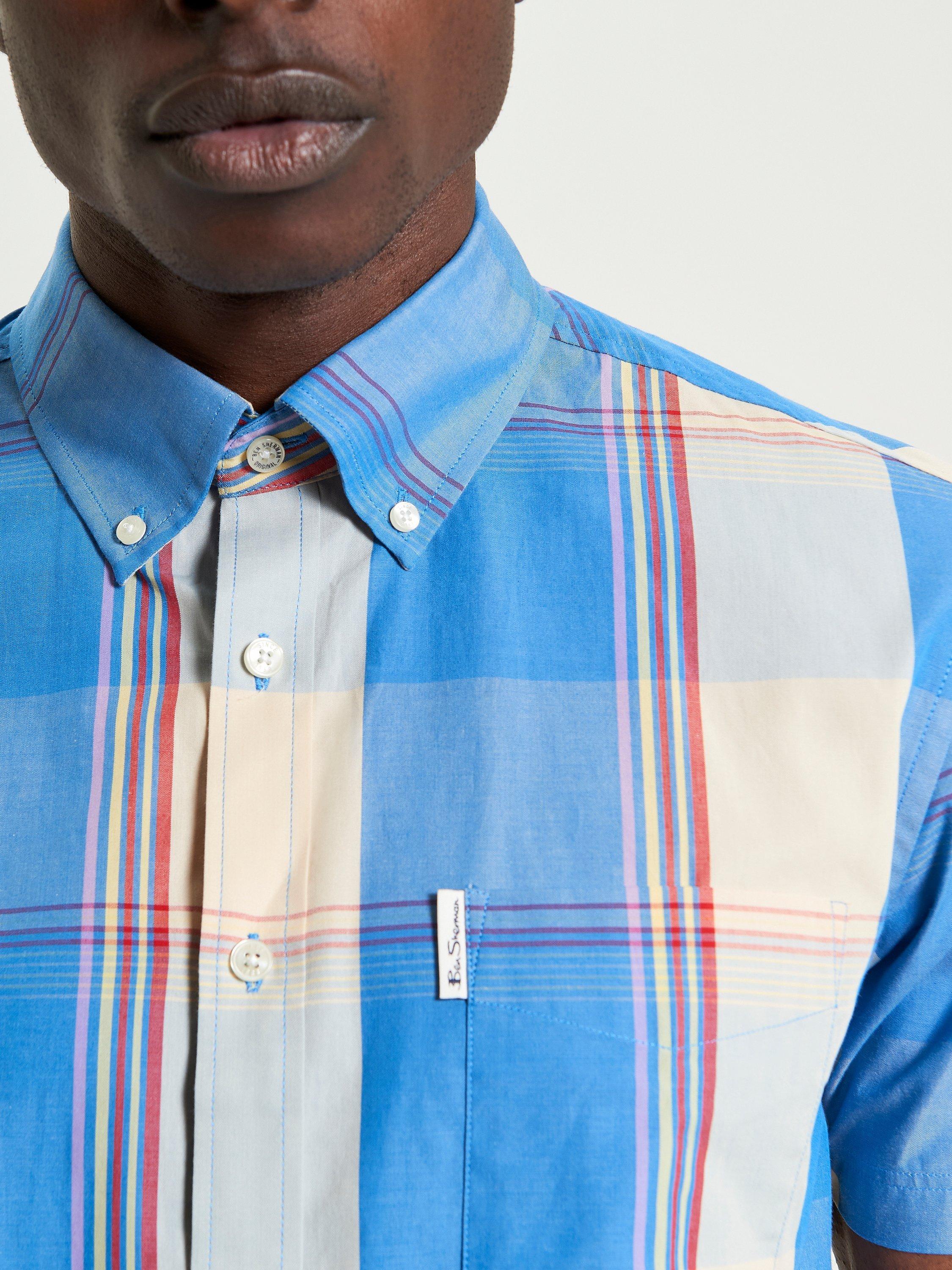 Product image 4 of 5, which shows Ben Sherman Organic Cotton Regular Fit Check Shirt, Kingfisher, S
