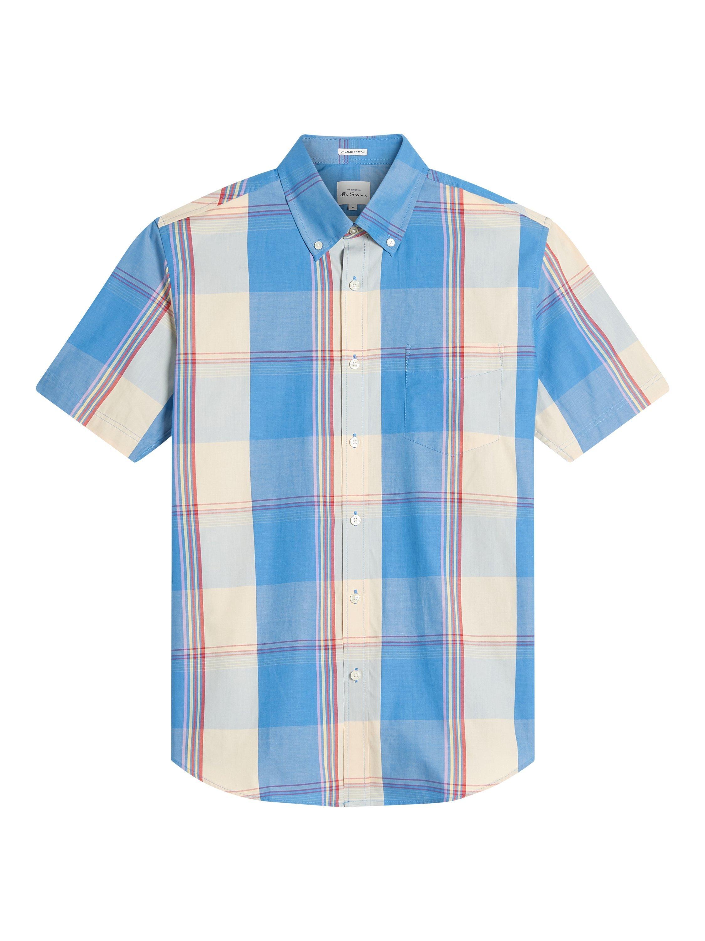 Product image 5 of 5, which shows Ben Sherman Organic Cotton Regular Fit Check Shirt, Kingfisher, S