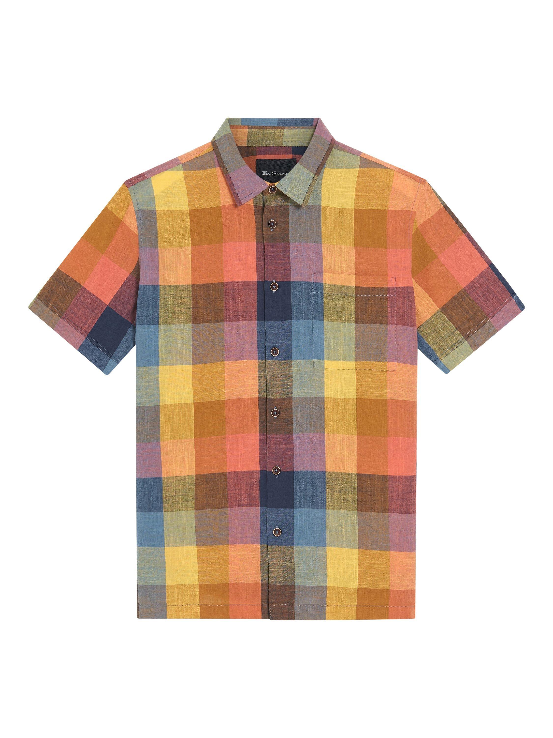 Product image 5 of 5, which shows Ben Sherman Cotton Regular Fit Check Shirt, Sienna, S
