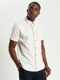 Ben Sherman Cotton Regular Fit Split Geo Print Shirt, Ivory, Ivory