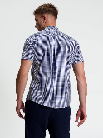 Ben Sherman Signature Organic Cotton Regular Fit Gingham Shirt - view 2, Dark Blue