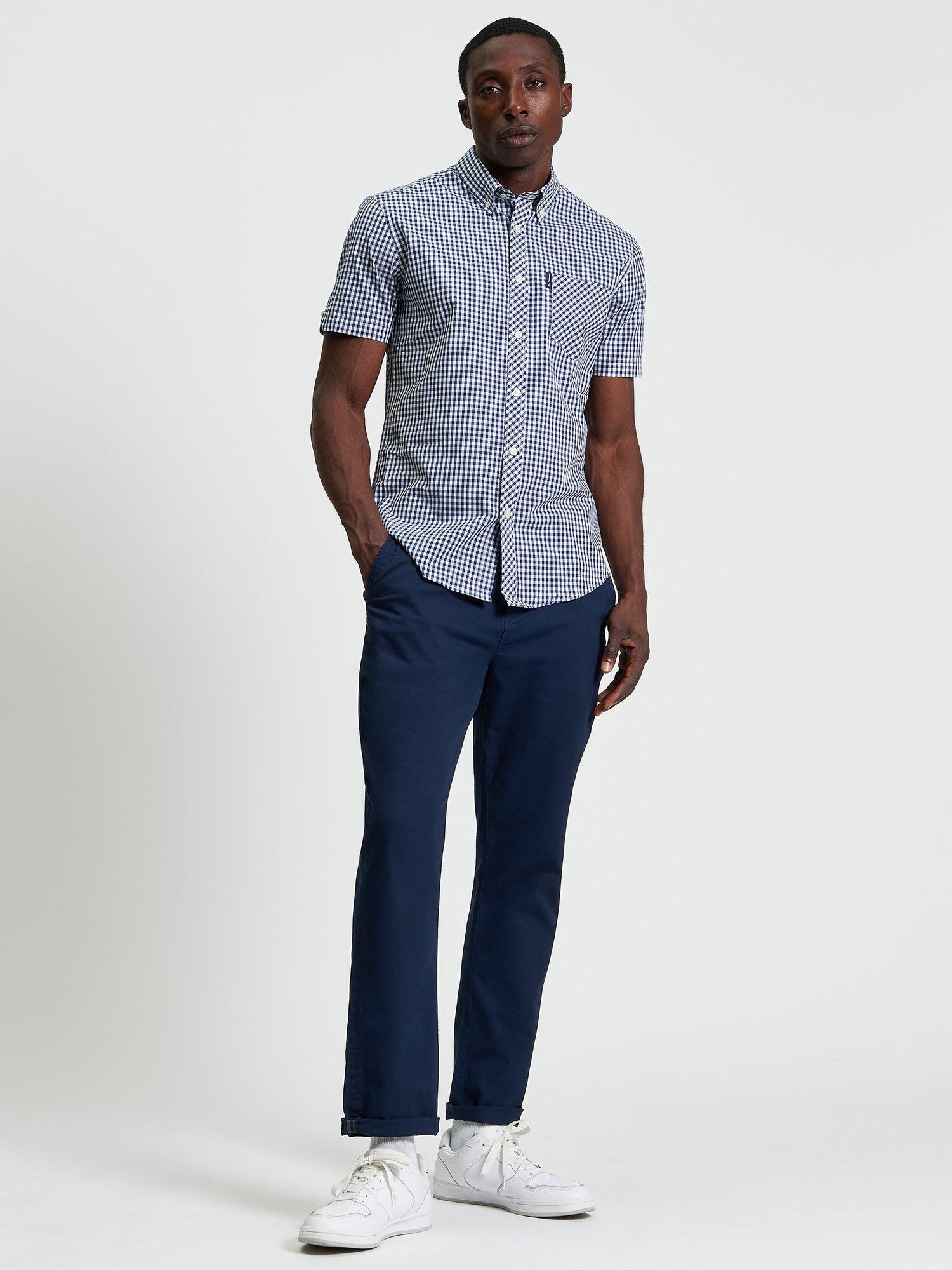 Product image 3 of 5, which shows Ben Sherman Signature Organic Cotton Regular Fit Gingham Shirt, Dark Blue, S