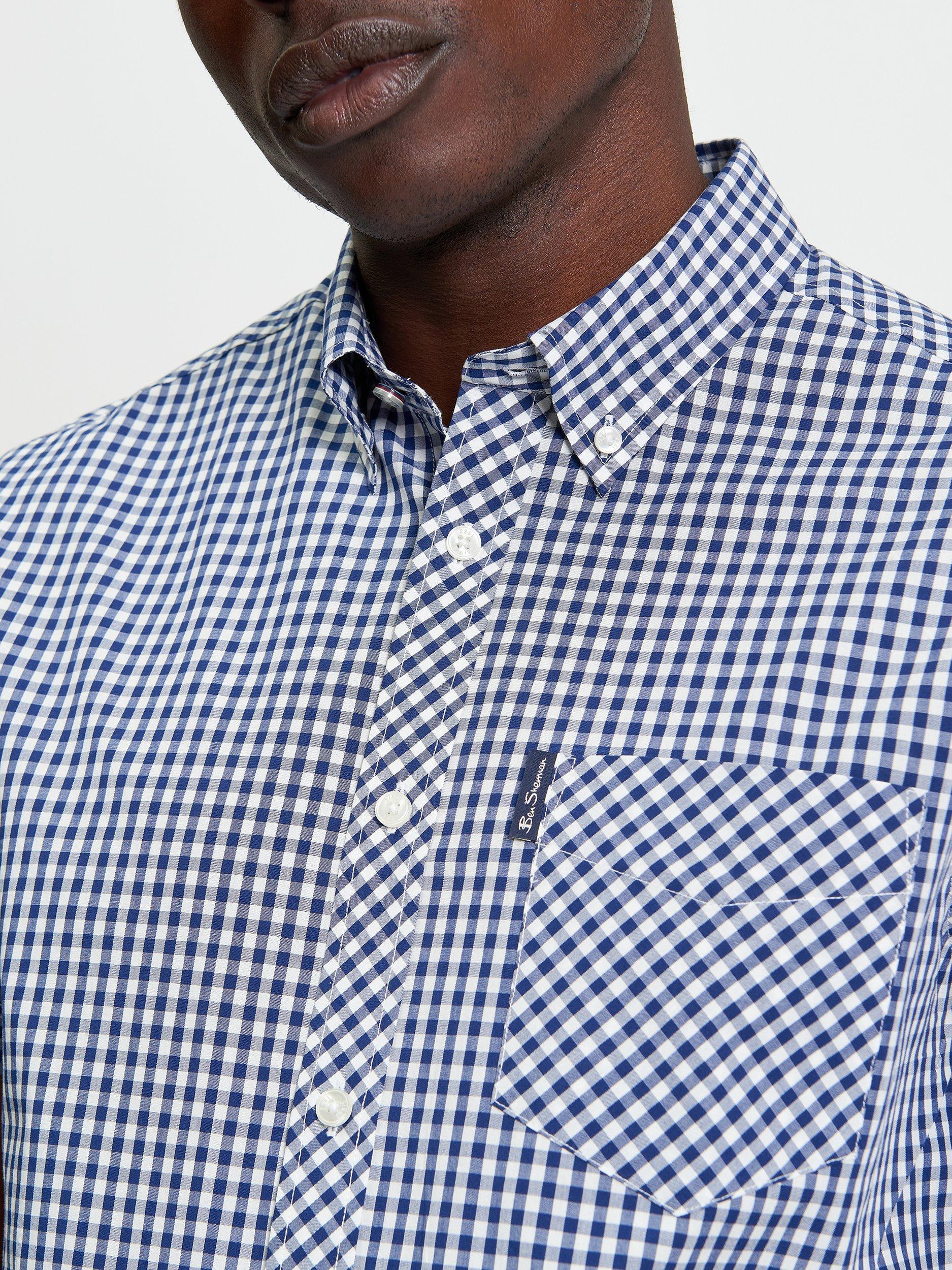 Product image 4 of 5, which shows Ben Sherman Signature Organic Cotton Regular Fit Gingham Shirt, Dark Blue, S