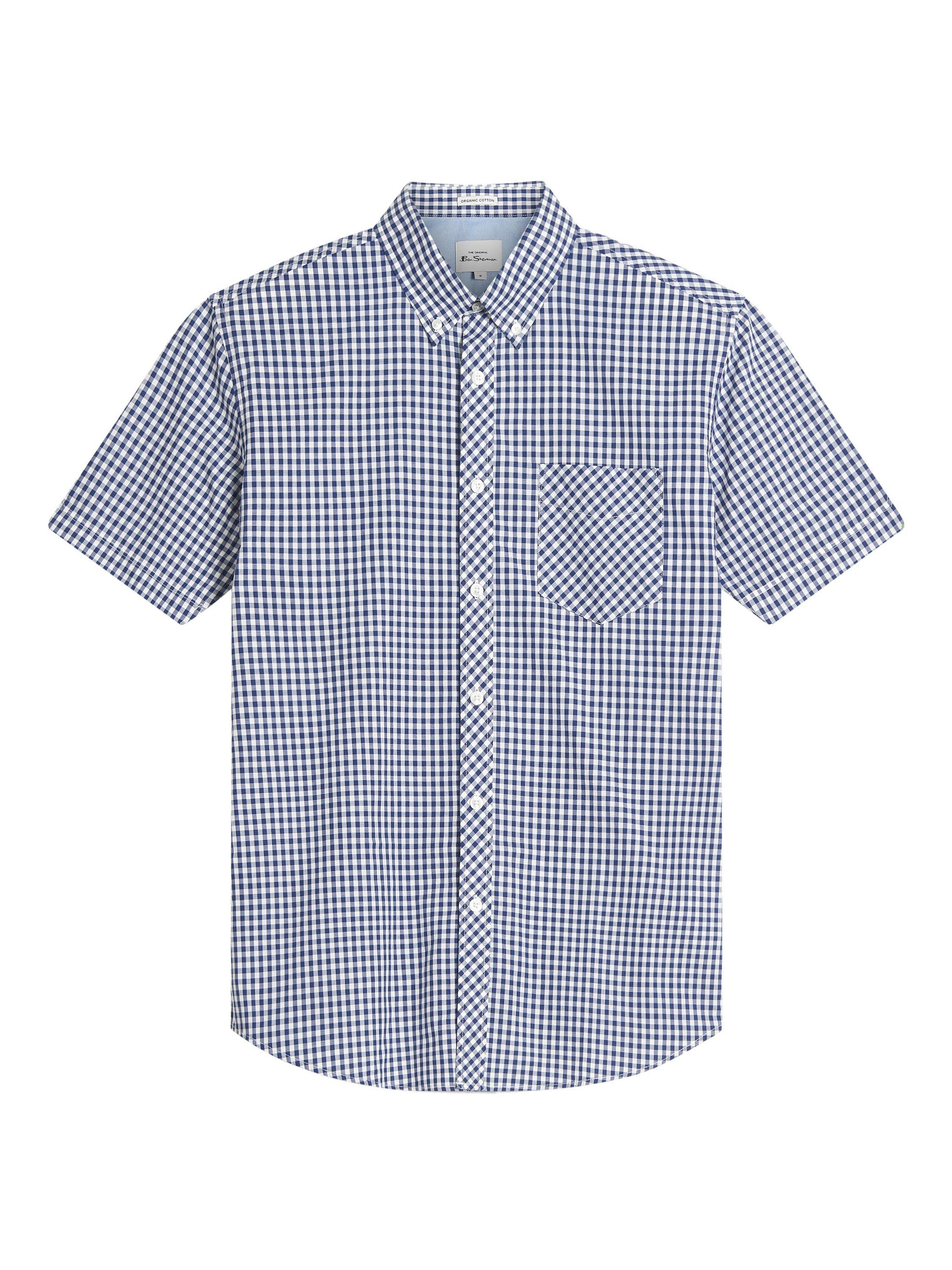 Product image 5 of 5, which shows Ben Sherman Signature Organic Cotton Regular Fit Gingham Shirt, Dark Blue, S