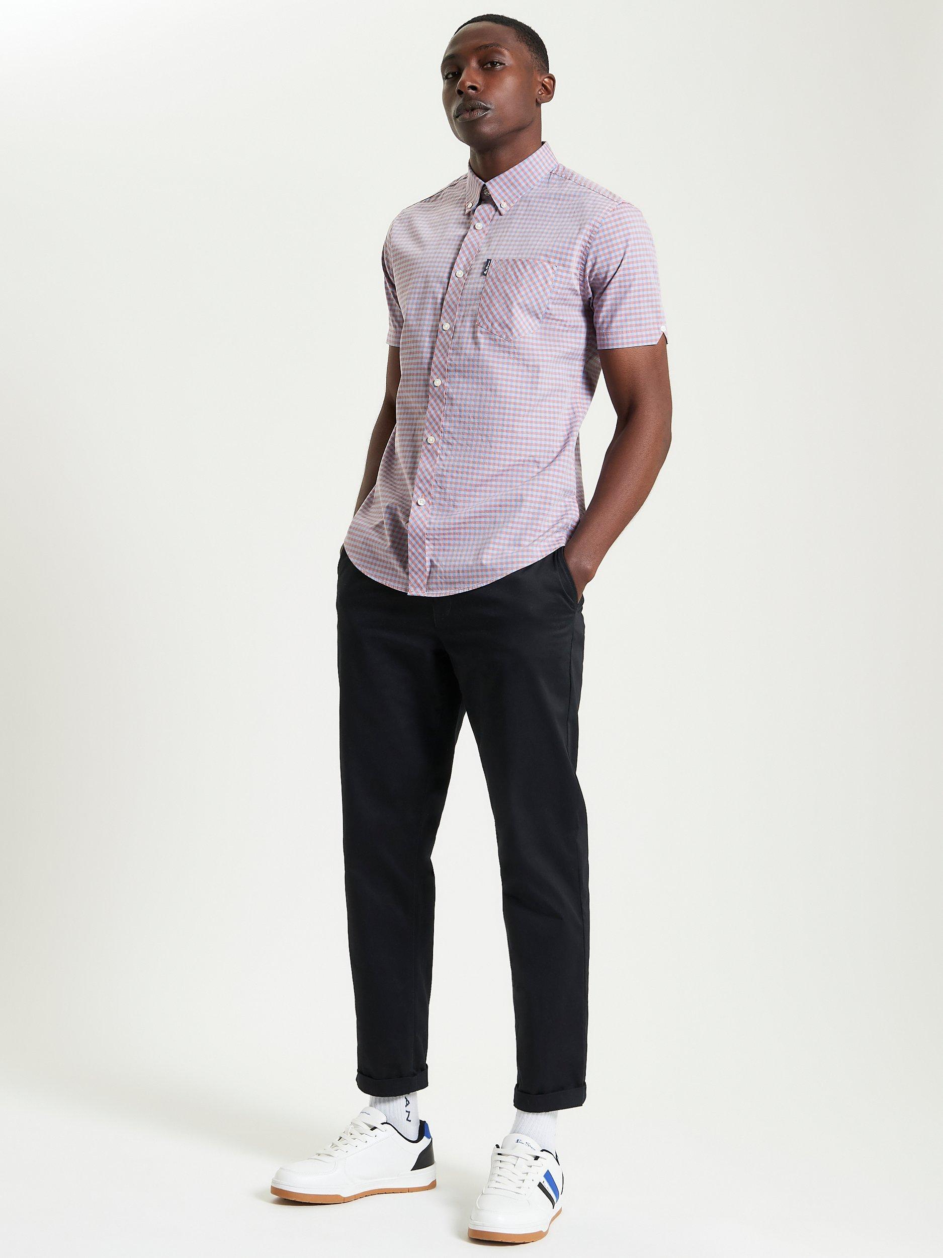 Product image 3 of 5, which shows Ben Sherman Signature Organic Cotton Regular Fit Gingham Shirt, Light Pink, S