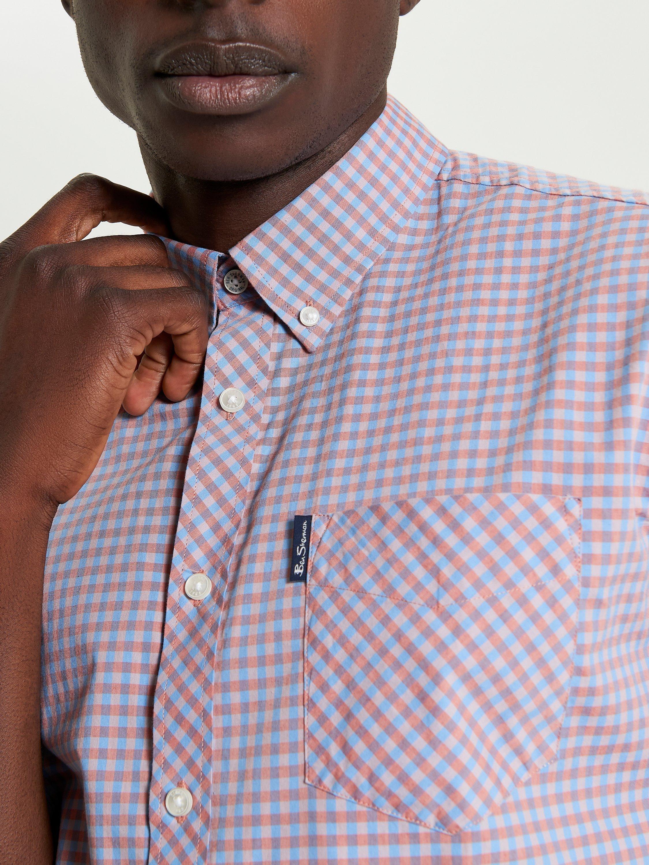Product image 5 of 5, which shows Ben Sherman Signature Organic Cotton Regular Fit Gingham Shirt, Light Pink, S