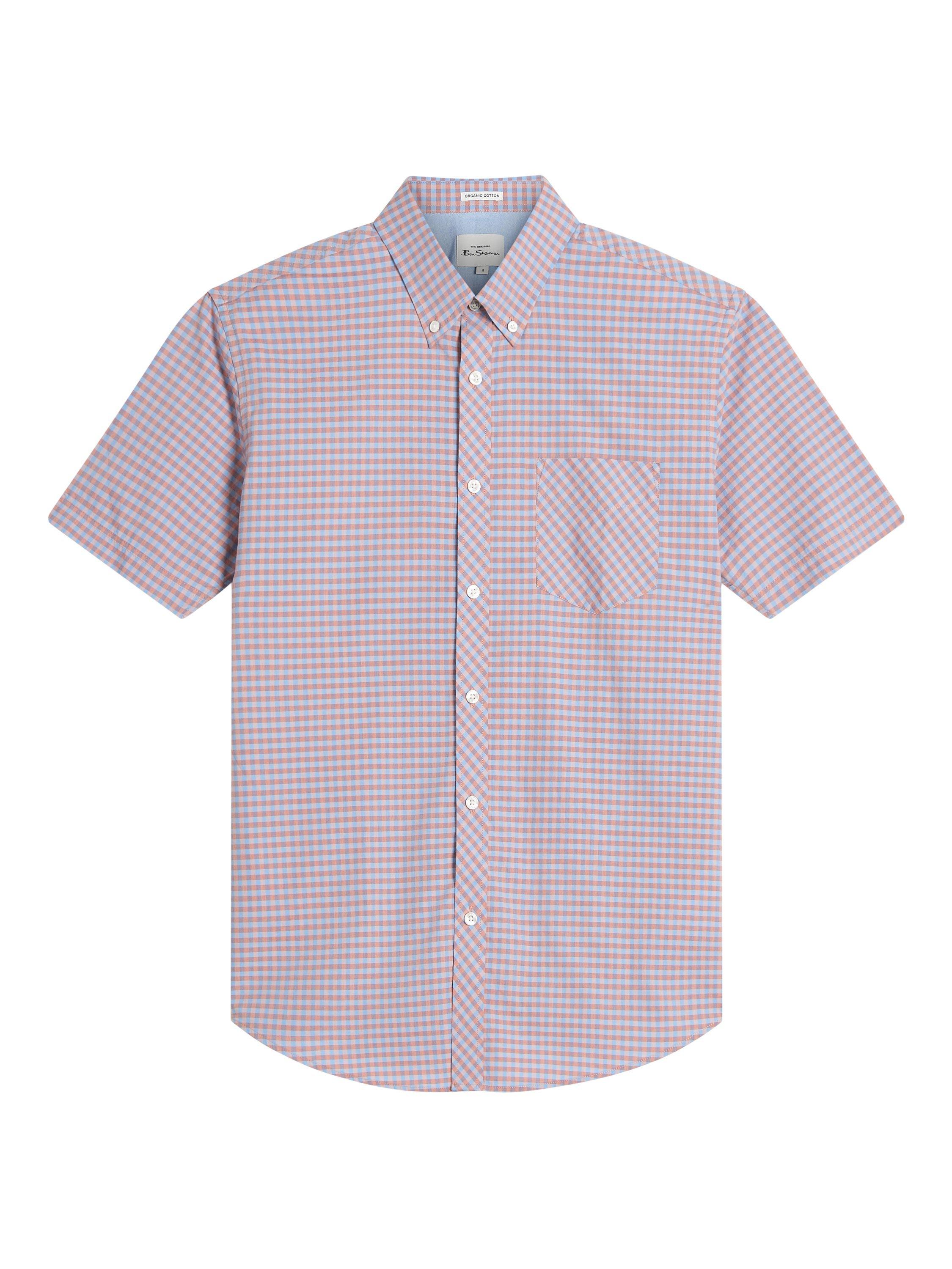 Product image 4 of 5, which shows Ben Sherman Signature Organic Cotton Regular Fit Gingham Shirt, Light Pink, S