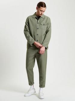 Ben Sherman Linen & Cotton Blend Slim Taper Fit Trousers, Olive