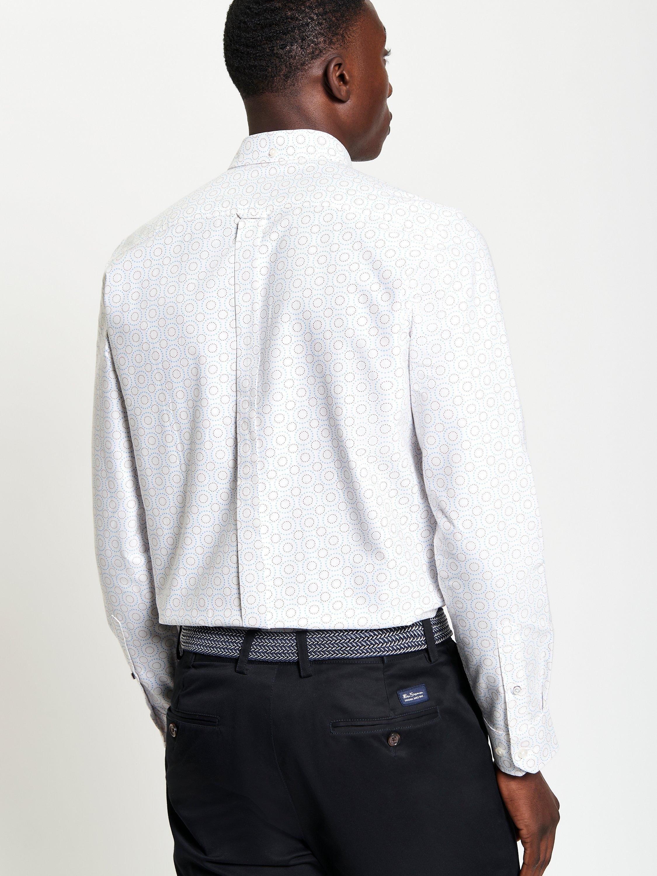 Product image 2 of 5, which shows Ben Sherman Cotton Regular Fit Stipple Spot Shirt, Snow White, S
