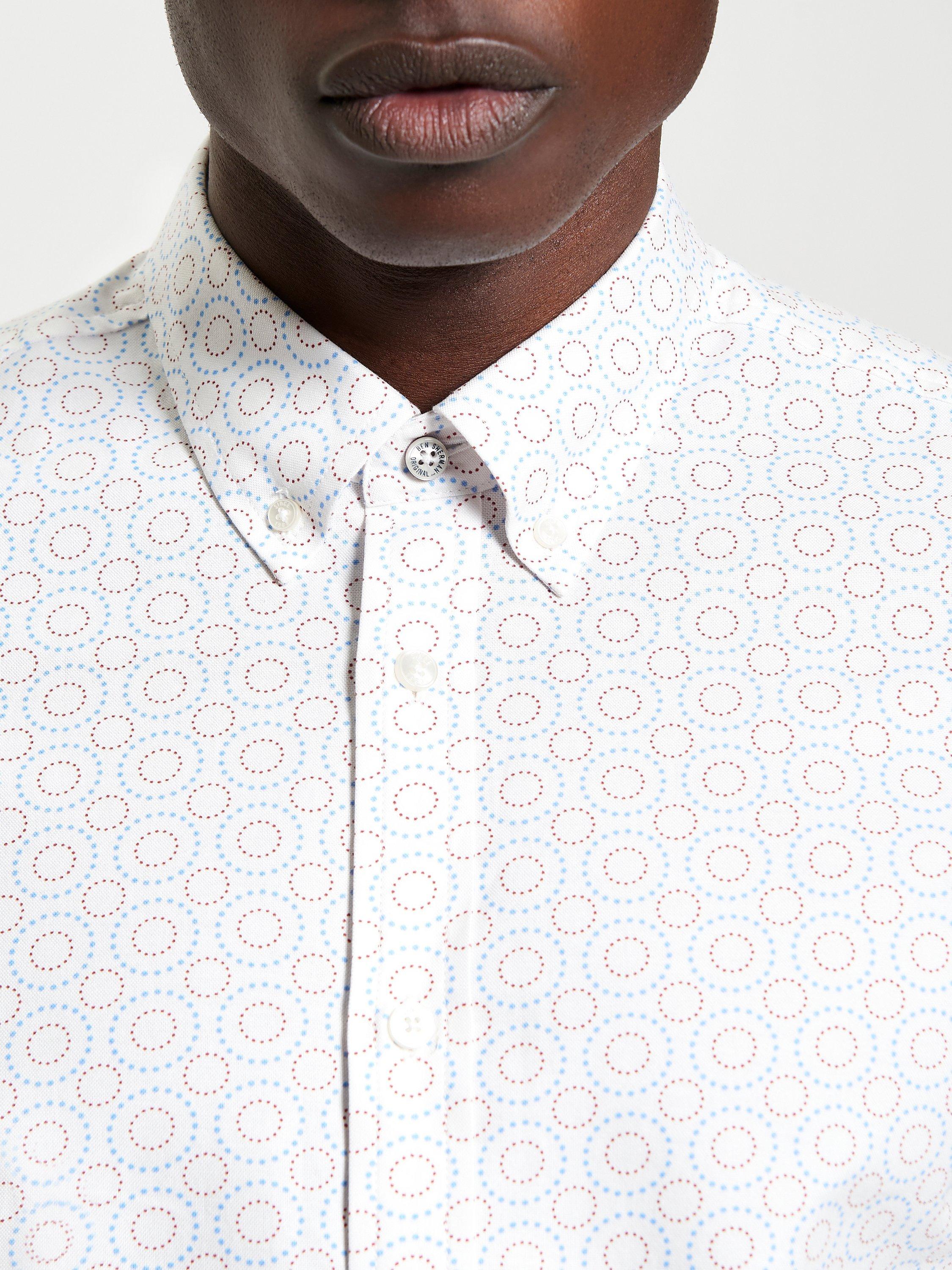 Product image 4 of 5, which shows Ben Sherman Cotton Regular Fit Stipple Spot Shirt, Snow White, S