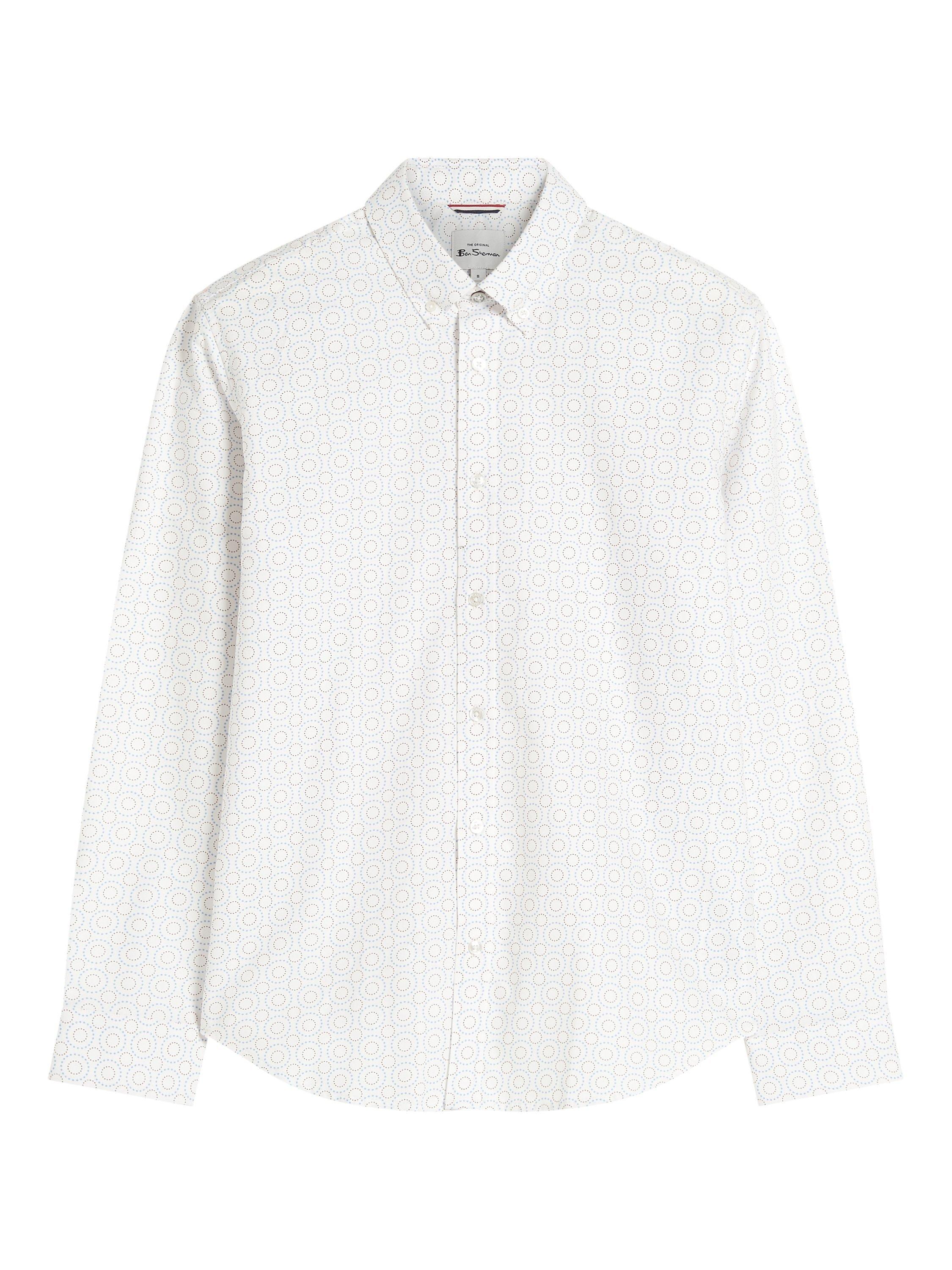 Product image 5 of 5, which shows Ben Sherman Cotton Regular Fit Stipple Spot Shirt, Snow White, S