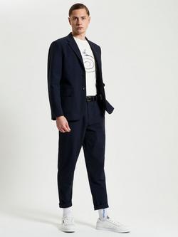 Ben Sherman Slim Seersucker Tapered Trousers, Midnight, Midnight