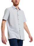 Ben Sherman Ticking Cotton Blend Regular Fit Stripe Shirt, Glacier