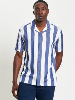Ben Sherman Regular Fit Stripe Revere Collar Shirt, Royal, Royal